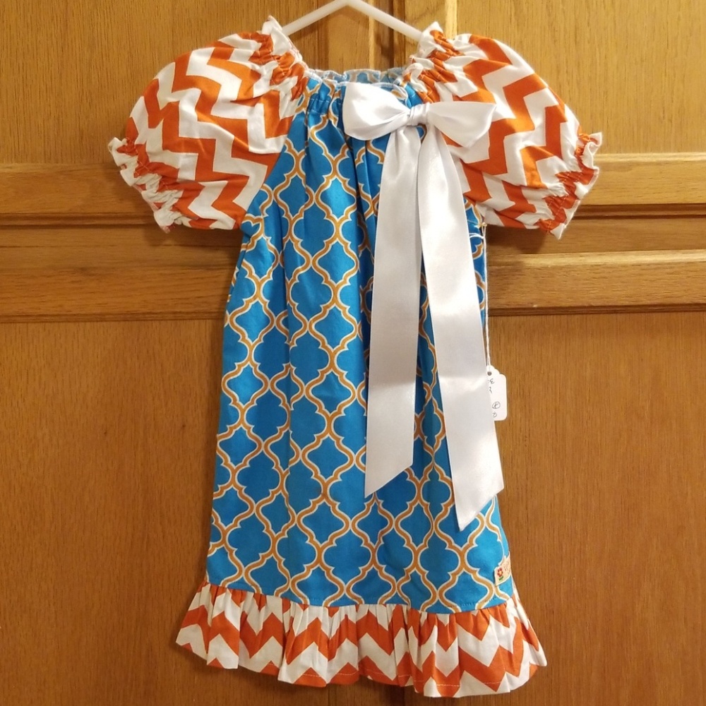 CUSTOM 2t turquoise & orange dress